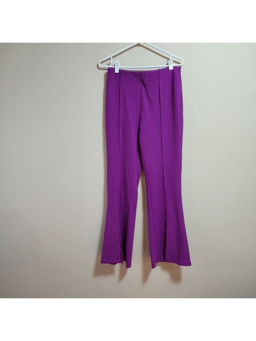 Melloday high waisted front slit flare pants color magenta size medium